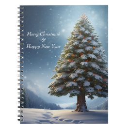 Frohe Weihnachten Pine Tree Snowflake Winterurlaub Notizblock