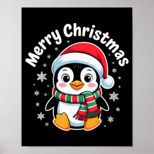 Frohe Weihnachten Pinguin Süße Weihnachtsmannmütze Poster