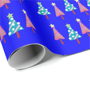 Frohe Weihnachten Pink Blue Wrapping Papier Geschenkpapier