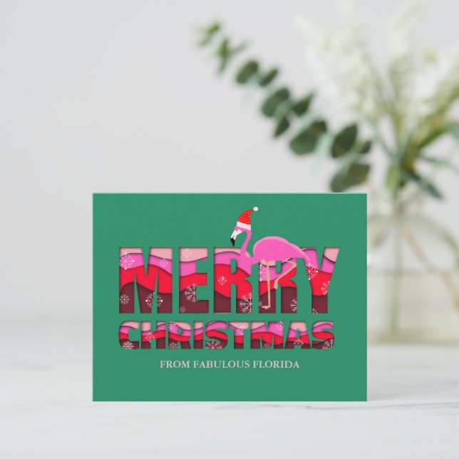 Frohe Weihnachten Pink Flamingo Custom (Stehend Vorderseite)
