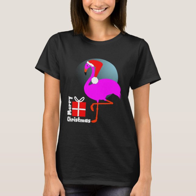 Frohe Weihnachten Pink Flamingo Niedlich Trendy Gr T-Shirt (Vorderseite)
