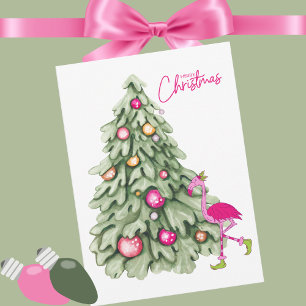 Frohe Weihnachten Pink Flamingo Pastel Tree