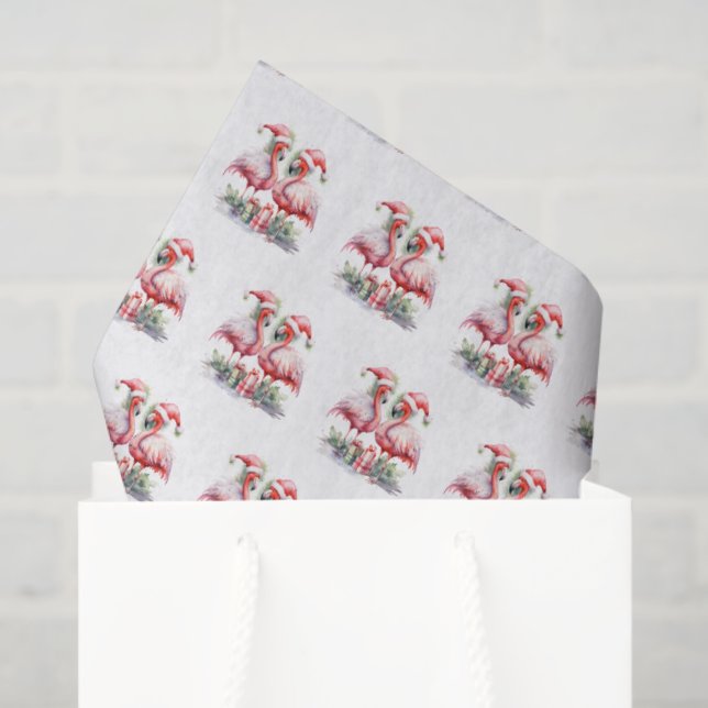Frohe Weihnachten Pink Flamingos Seidenpapier (Geschenk Tasche)