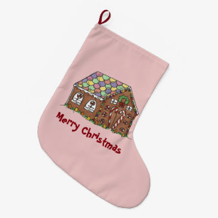 Frohe Weihnachten Pink Gingerbread Holiday Großer Weihnachtsstrumpf