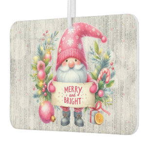 Frohe Weihnachten Pink Gnome Glittery Autolufterfrischer