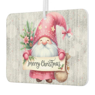Frohe Weihnachten Pink Gnome Glittery Autolufterfrischer