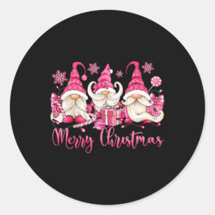 Frohe Weihnachten Pink Gnome Xmas Matching Family Runder Aufkleber