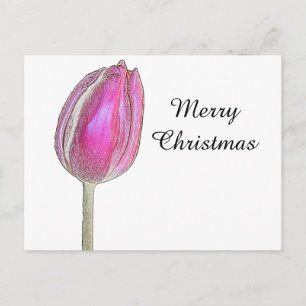 Frohe Weihnachten Pink Tulip Blume Floral Art Whit