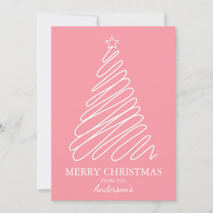 Frohe Weihnachten Pink White Scribble Tree