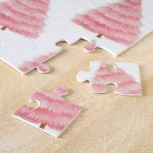 Frohe Weihnachten Pinker Baum Puzzle