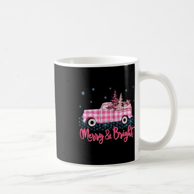 Frohe Weihnachten Pinker Leopard LKW Baum Lustiges Kaffeetasse (Rechts)