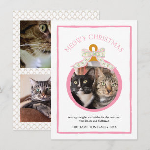 Frohe Weihnachten Pinker Schmuckanhänger Katze 3 F