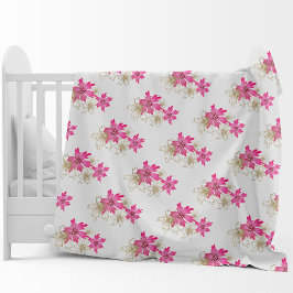 Frohe Weihnachten pinkfarbene Poinsettia und golde Fleecedecke