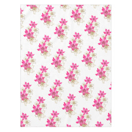 Frohe Weihnachten pinkfarbene Poinsettia und golde Tischdecke