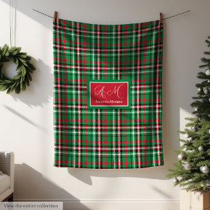 Frohe Weihnachten Plaid Festlich Rot Grün Tartan Fleecedecke