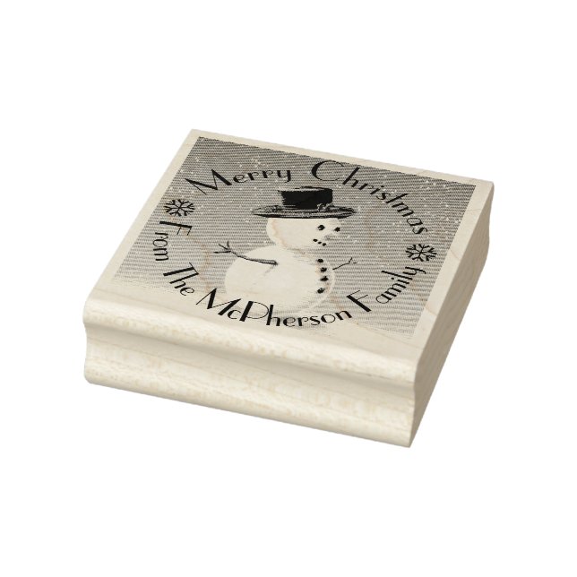 Frohe Weihnachten, plus dein Familienname, Schneem Gummistempel (Stempel)