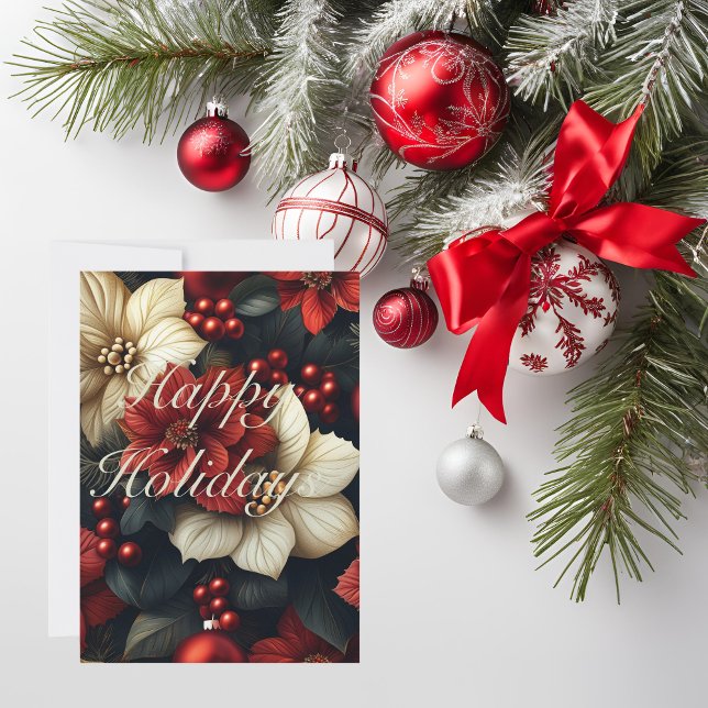Frohe Weihnachten Poinsettia (Send warm holiday wishes with our Merry Christmas Poinsettia Holiday Card)