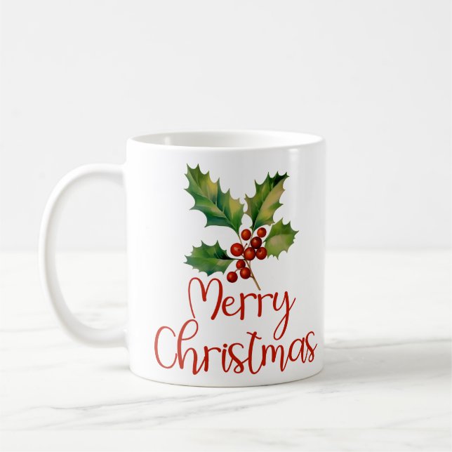 Frohe Weihnachten, Poinsettia Berries Design Women Kaffeetasse (Links)