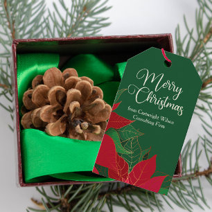 Frohe Weihnachten Poinsettia Elegant Grünes Gesch Geschenkanhänger
