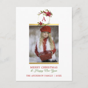 Frohe Weihnachten Poinsettia Gold Monogram FOTO