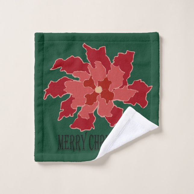 Frohe Weihnachten Poinsettia Waschlappen (Waschlappen)