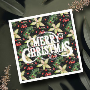 Frohe Weihnachten Poinsettias Holiday Serviette