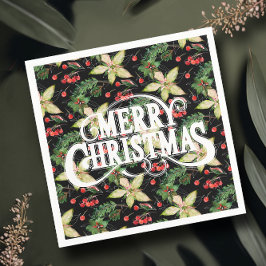 Frohe Weihnachten Poinsettias Holiday Serviette