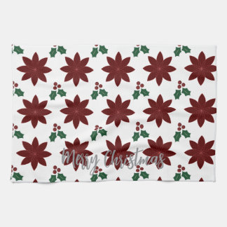 Frohe Weihnachten Poinsettie -  Geschirrtuch