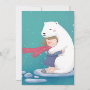 Frohe Weihnachten: Polar Bär & Child Illustration Einladung