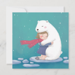 Frohe Weihnachten: Polar Bär & Child Illustration Feiertagskarte