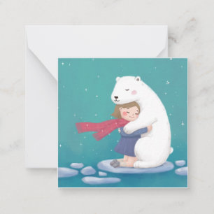 Frohe Weihnachten: Polar Bär & Child Illustration Mitteilungskarte