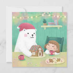 Frohe Weihnachten: Polarbär und Kind Einladung