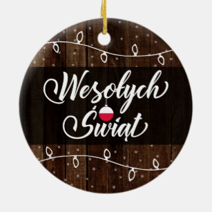 Frohe Weihnachten Polens, Wesołych Świąt rustikal Keramik Ornament