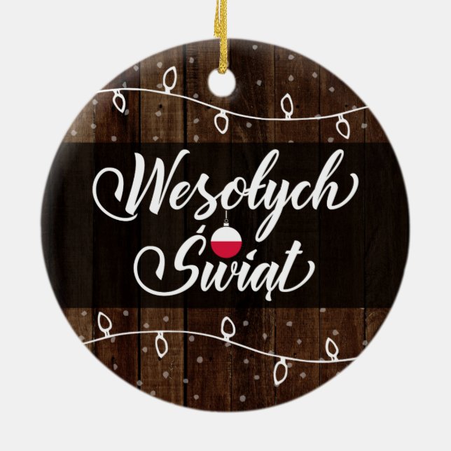 Frohe Weihnachten Polens, Wesołych Świąt rustikal Keramik Ornament (Hinten)