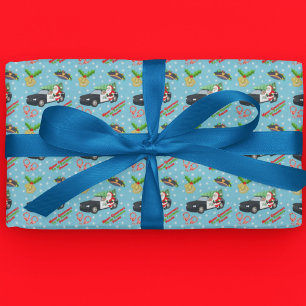 Frohe Weihnachten Polizeibeamter Santa Streifenwag Geschenkpapier