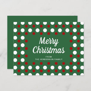 Frohe Weihnachten Polka Dots Green Postkarte