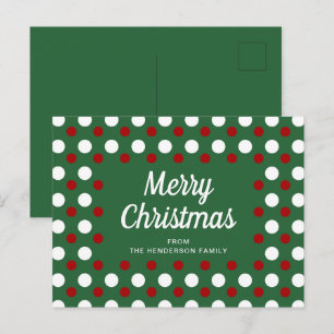 Frohe Weihnachten Polka Punkte Grün Postkarte