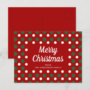 Frohe Weihnachten Polka Punkte Rot Postkarte