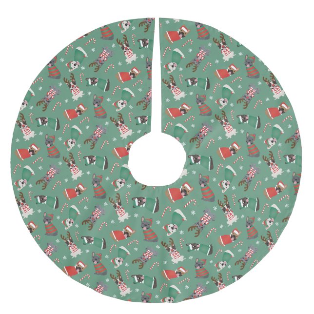 Frohe Weihnachten Polyester Weihnachtsbaumdecke (Vorderseite)