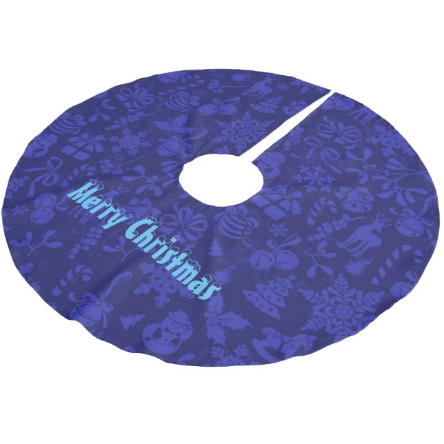 Frohe Weihnachten Polyester Weihnachtsbaumdecke (Schrägansicht)