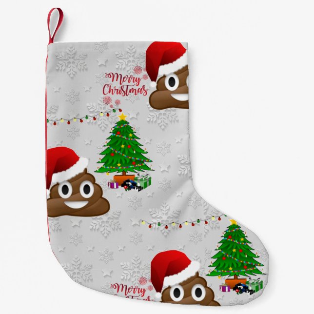 frohe Weihnachten poo emoji Strumpf Kleiner Weihnachtsstrumpf (Vorderseite)