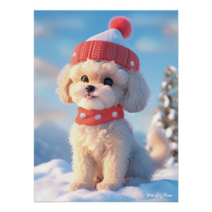Frohe Weihnachten, Poodle Dog Puppy 02 - Happy Chr Poster