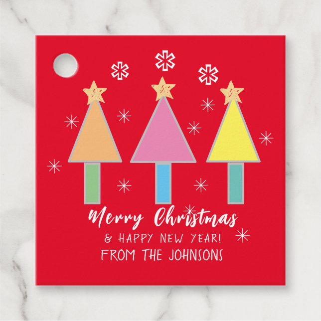 Frohe Weihnachten Pop Art Familienname Moderne Nie Geschenkanhänger (Vorderseite)