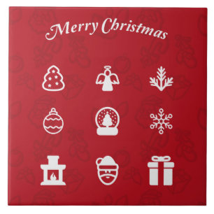 Frohe Weihnachten Popular Icons Set Fliese