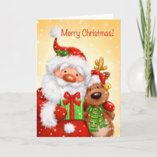 Frohe Weihnachten, Porträt von Santa und Reindeer Karte