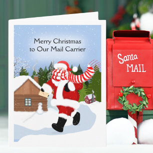 Frohe Weihnachten Postbote Santa   Karte