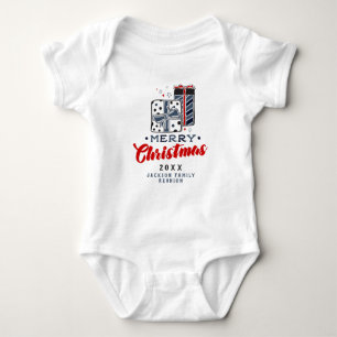 Frohe Weihnachten präsentiert Custom Text Red Blue Baby Strampler