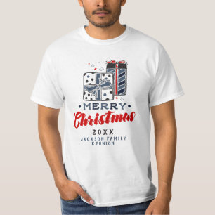 Frohe Weihnachten präsentiert Custom Text Red Blue T-Shirt