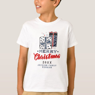 Frohe Weihnachten präsentiert Custom Text Red Blue T-Shirt