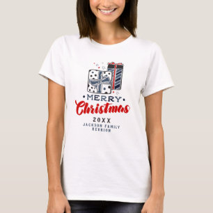 Frohe Weihnachten präsentiert Custom Text Red Blue T-Shirt